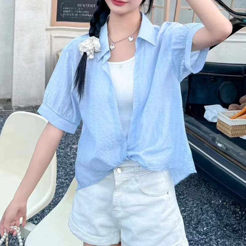 

Летний комплект: свободная женская блузка-жилет в корейском стиле, легкая и воздушная, с коротким рукавом, новинка