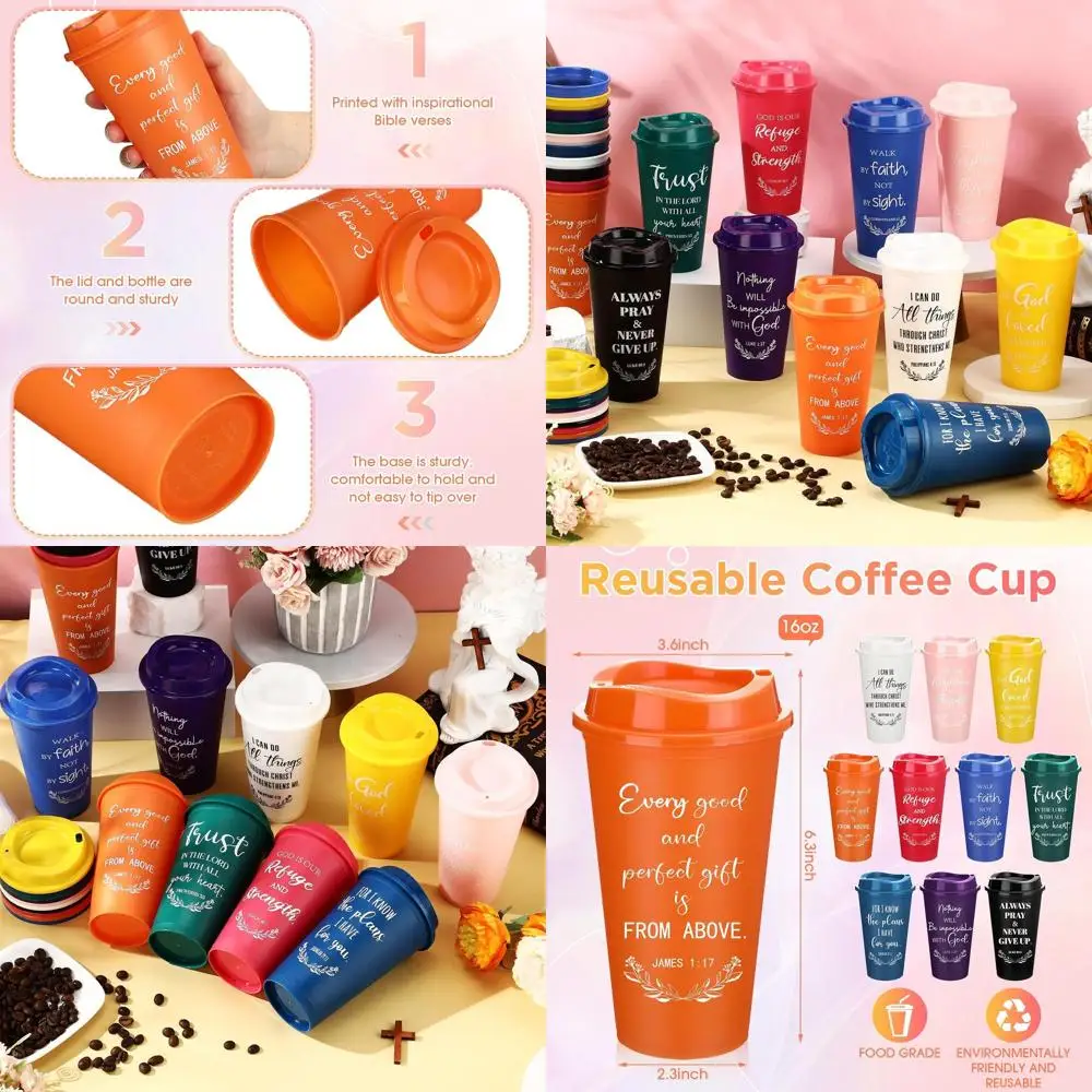 

Bulk 16oz Reusable Bible Verse Tumblers - Multicolored Christian Party Favors for Men & Women