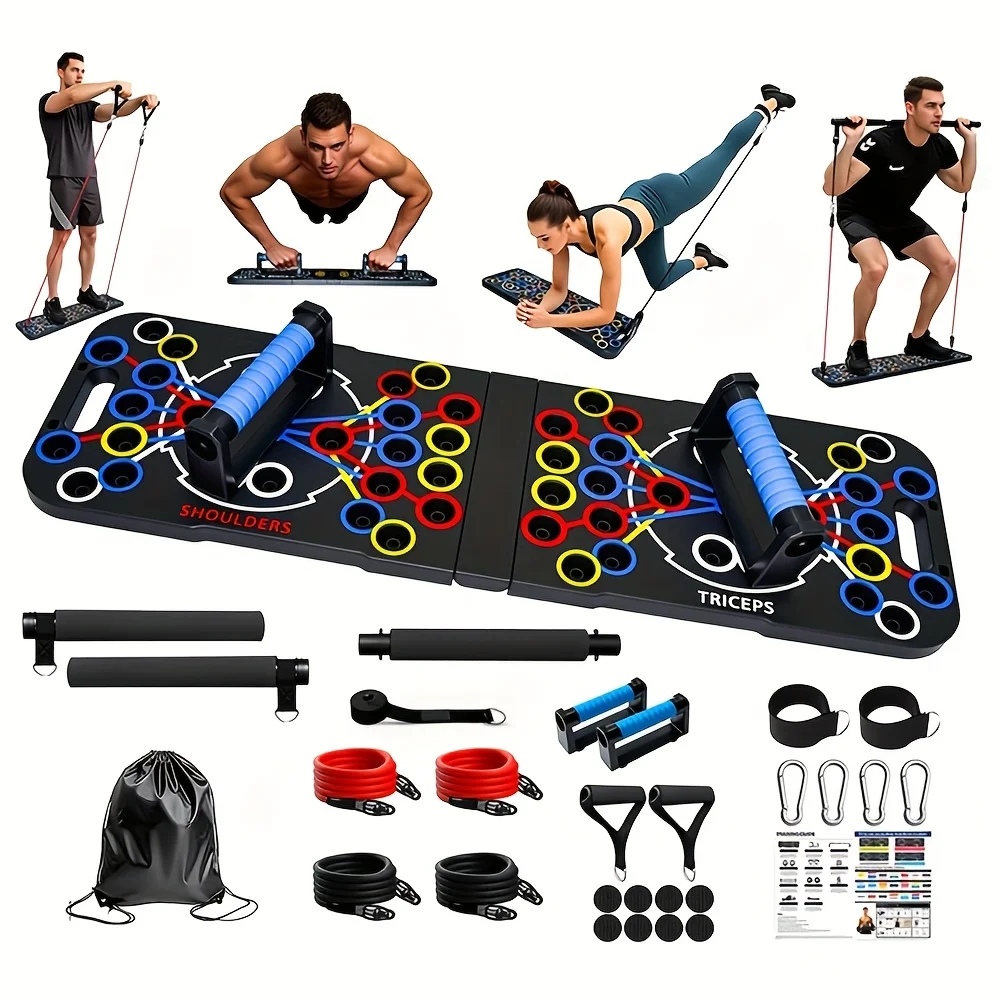 Push Up Board Automatic Counting Collapsible Handle - Portable Workout Gear Chest Exercise Intensity - Home Gym