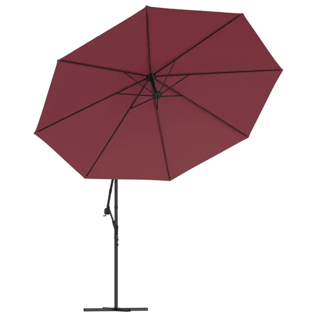 137,8'' bordeauxrode cantilever tuinparasol met verlichting - stijlvolle buitenparaplu