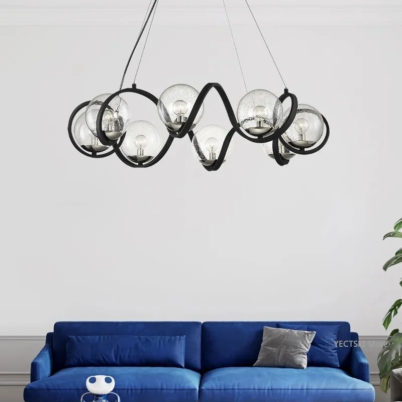 Magic Bean Pendant, Living Room, Dining Room, Bedroom, Black Modern Simple Pendant, Nordic Light Luxury Molecular Light