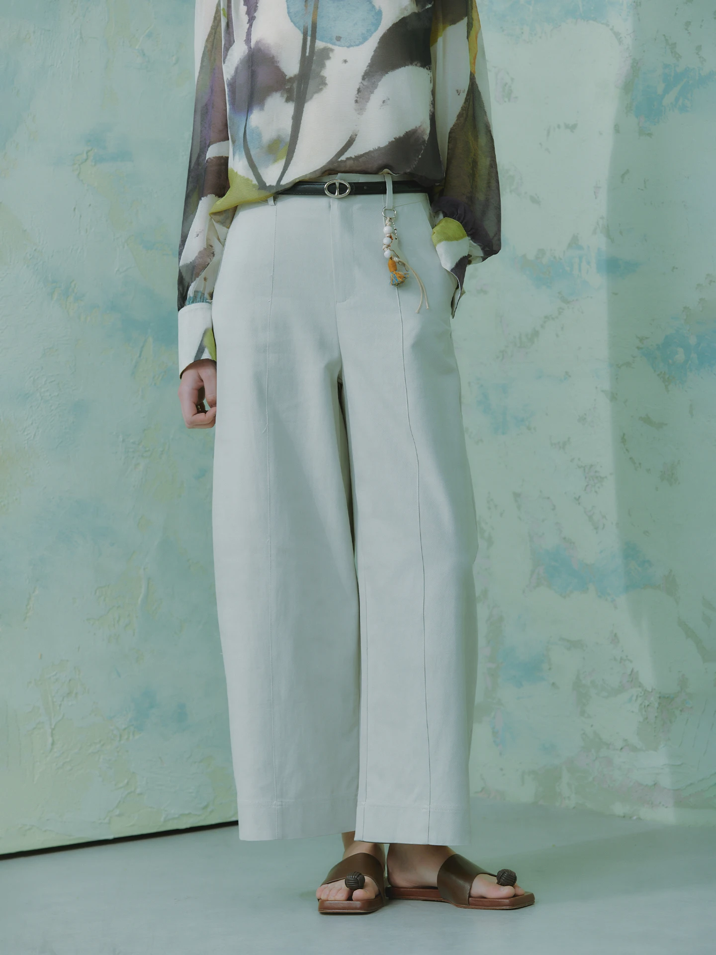 

Loose Feelings Casual Pants Spring Summer Women's High Waist Knife Loose Fit Straight Leg Cotton Blend Trousers