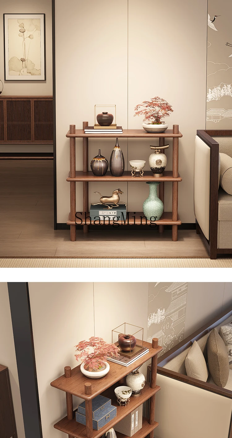 ZYH solid wood floor-to-ceiling shelves, living room home simple bay window storage racks, multi-layer storage