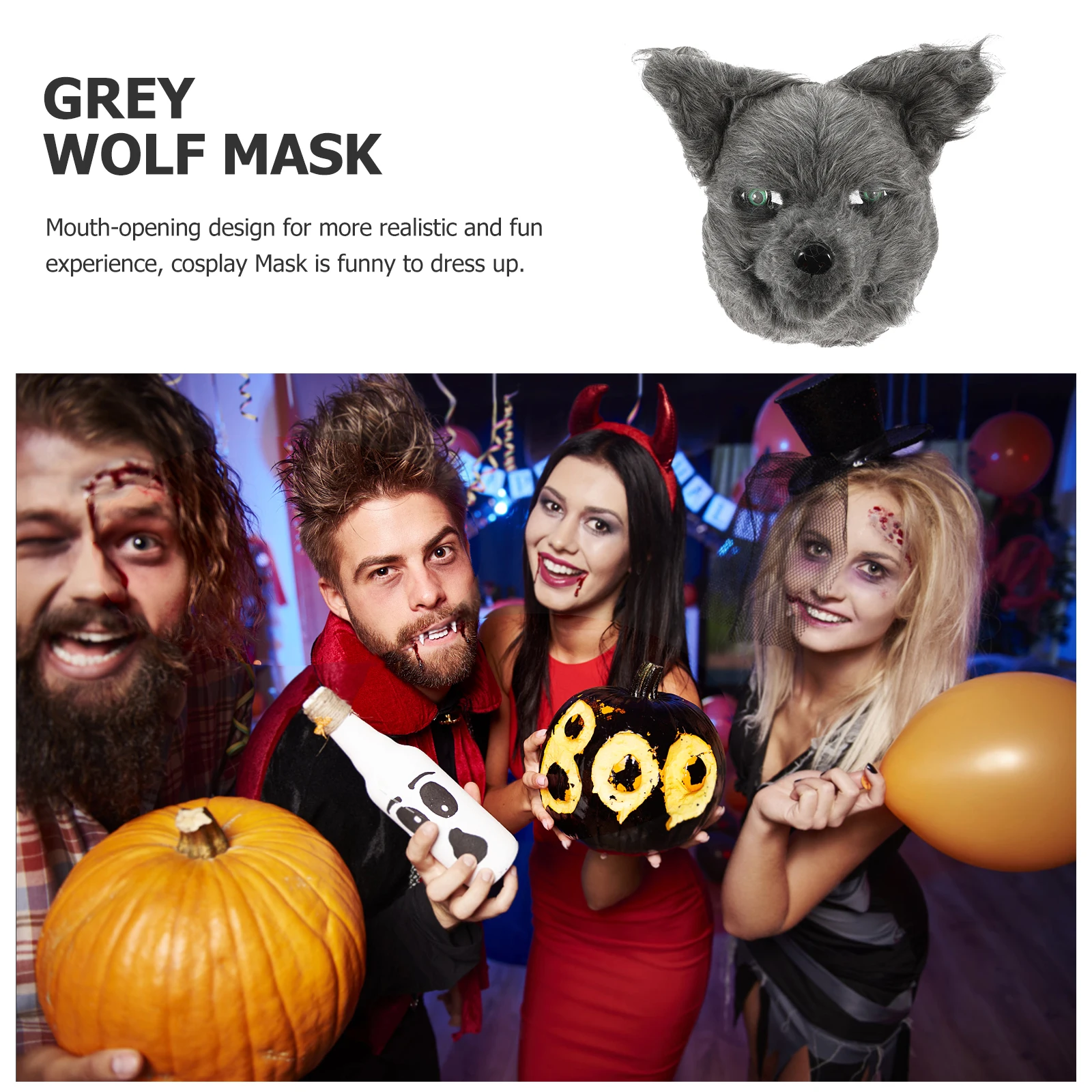 

Mouth Opening Wolf Mask PVC Furry Masquerade Masks Men Halloween Costume Seal Novelty Realistic Cosplay Role Play