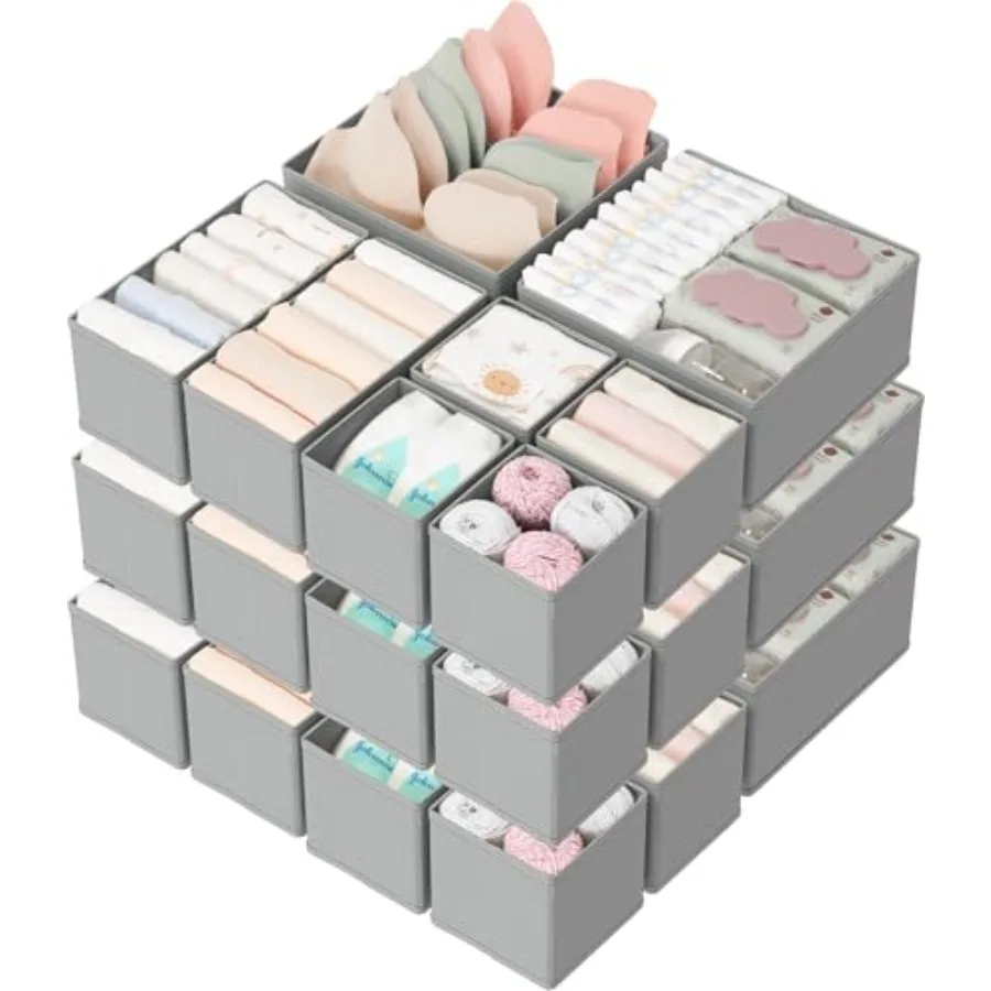 

Drawer Organizers 18-Piece Set Dresser Organizer for Baby Clothes Foldable Closet Storage and Drawer Dividers for Underwear Soc