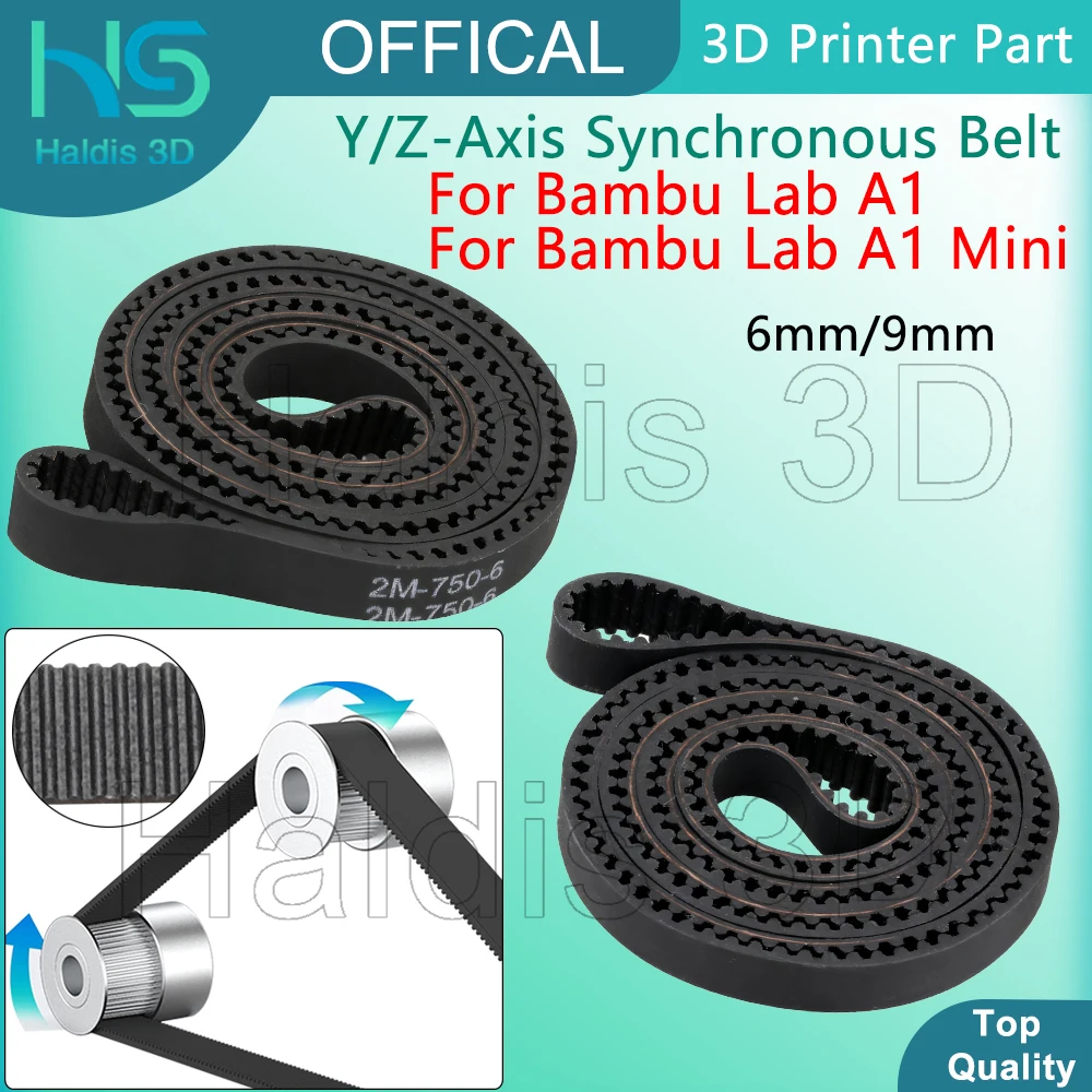 Belt For Bambu Lab A1/A1 Mini Y Z-Axis Synchronous Wear Resistance Belt 6mm/9mm For Bambulab A1 Mini 3D Printer Replacement Part
