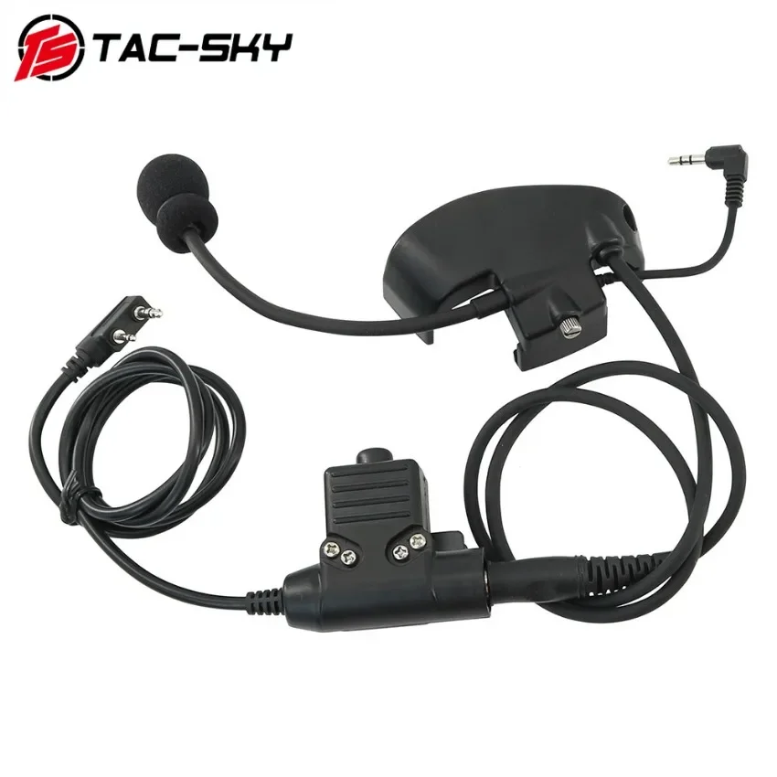 TAC-SKY Kit mikrofon adaptor Headset militer untuk Howard Leight Impact earmuff elektronik dengan U94 PTT Kenwood untuk Baofeng