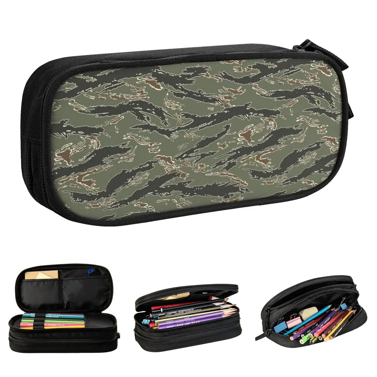 Tiger Stripe Camouflage Pencil Case Army Military Camo Pencil Box Pen Holder for Student  Bag Students School Gift Stationery