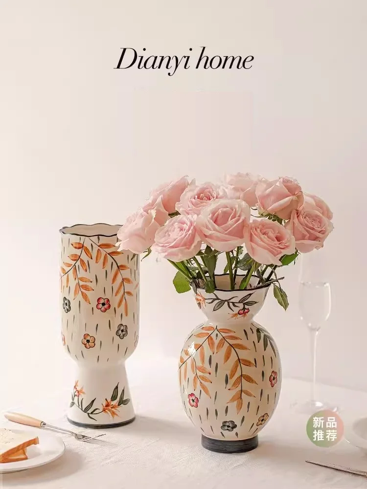 

Living room light luxury Jingdezhen pottery hand painted ceramic vase, hydroponic flower arrangement, living room decoration, fo