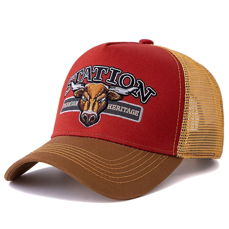 حار بيع الصيف تنفس شبكة قبعة سائق الشاحنة بولز رئيس نمط قبعة بيسبول Snapback القبعات للرجال والنساء