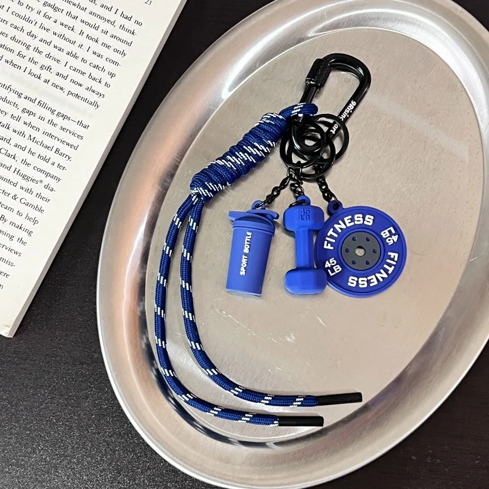 

Mini Barbell Plates Keychain Kettlebells Water Cups Simulation Dumbbells Keyring Creative Bag Charm Fitness Series Pendant