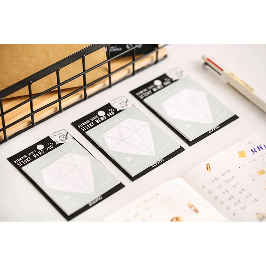 Creative Diamond N Times Post Sticky, Study Memo Schedule Plan, Papelaria Estudantil, Material de Escritório, 4 Pacotes