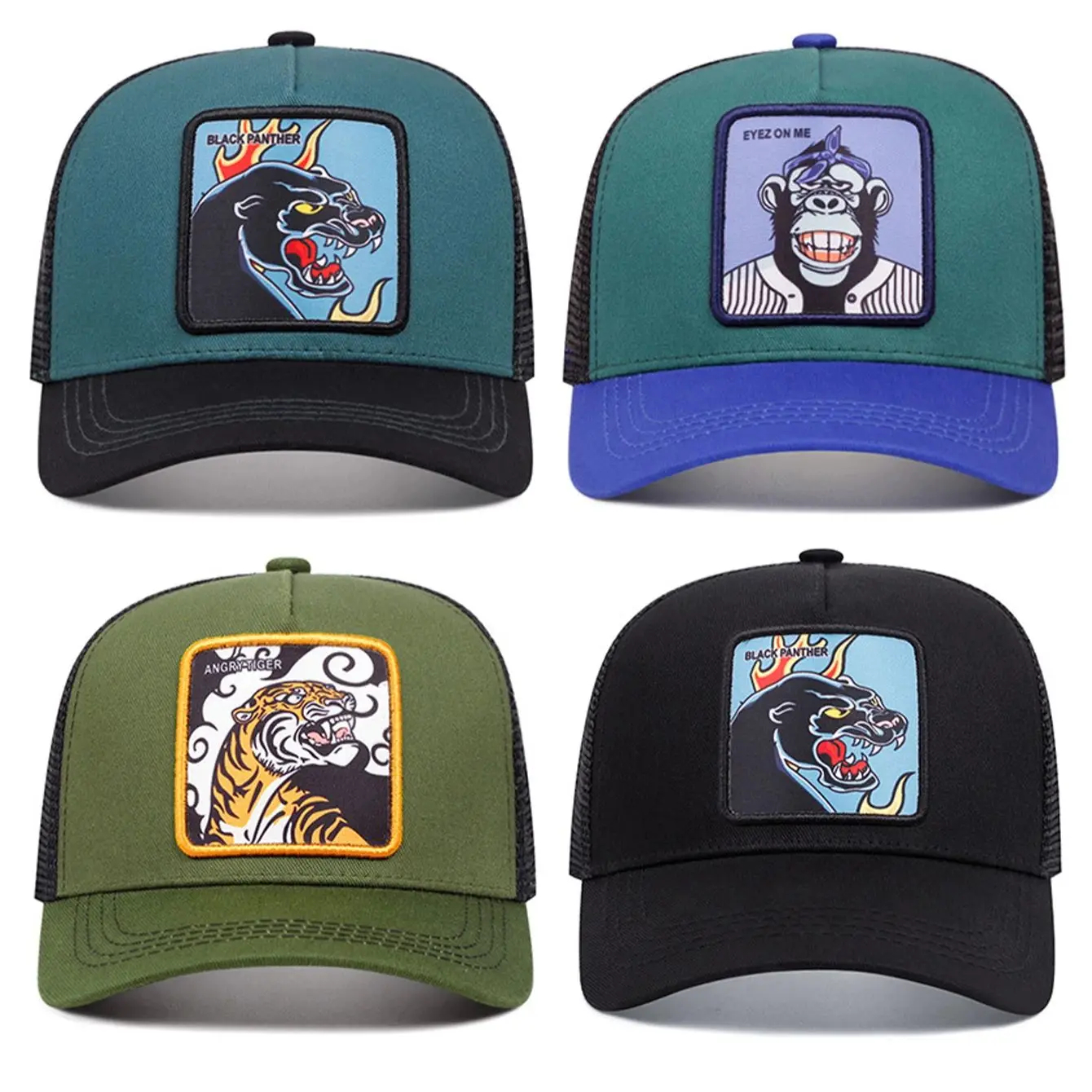 1 PC ใหม่ Black Panther เบสบอลหมวกสําหรับแรเงากลางแจ้ง,กีฬาตาข่าย,Breathable Duckbill หมวก,หมวกคนขับรถบรรทุก