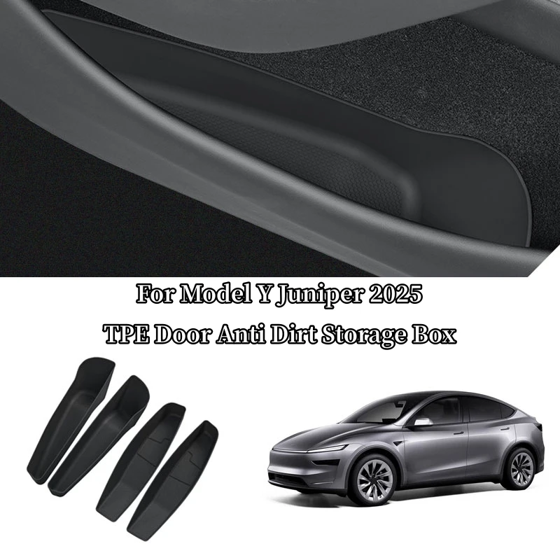 

For Tesla Model Y Juniper 2025 Door Side Storage Box TPE Front And Rear Door Slot Tray Organizer Car interior accessories