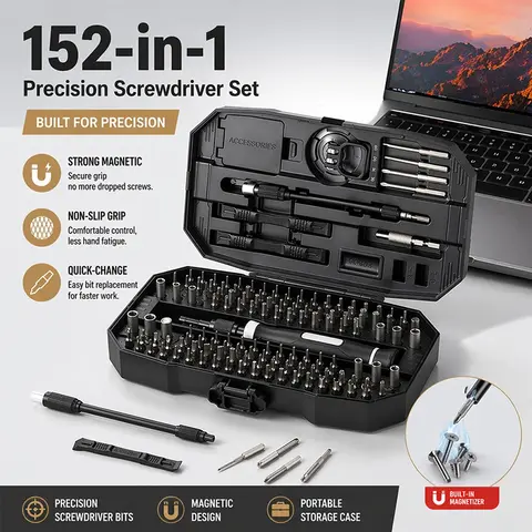152 in 1 Precision Magnetic Screwdriver Set Repair Tool Kit with Flexible Shaft for Phone Laptop PC Game Console Watch T5 T6