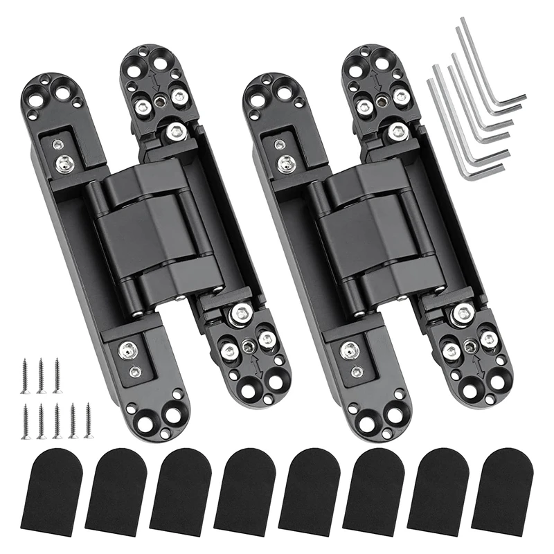 

2PCS 6Inch Door Hinges 3-Way Adjustable Butt Hinges Concealed Hinges Black