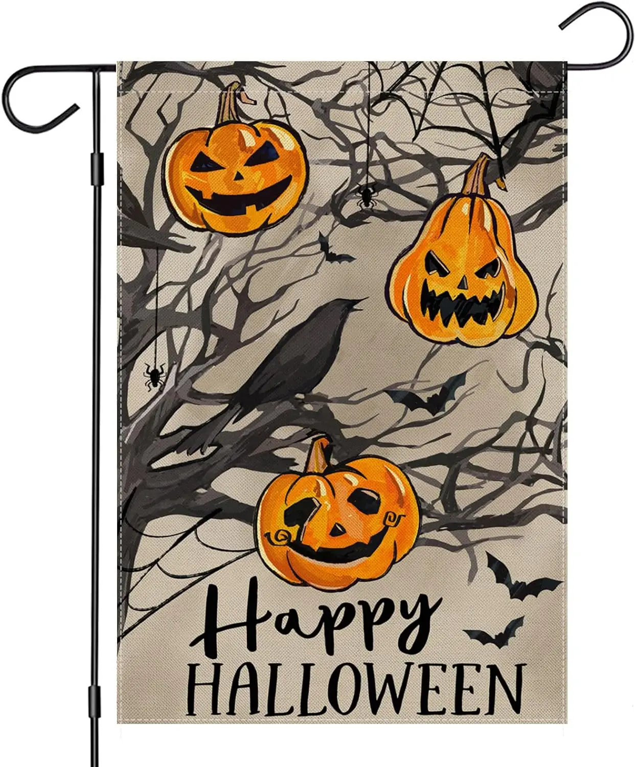 Happy Halloween Garden Flags for Outside Decoration, Spooky Pumpkins Small Yard Flag for Outdoor Decor 12x18 Inch Vertical Doubl