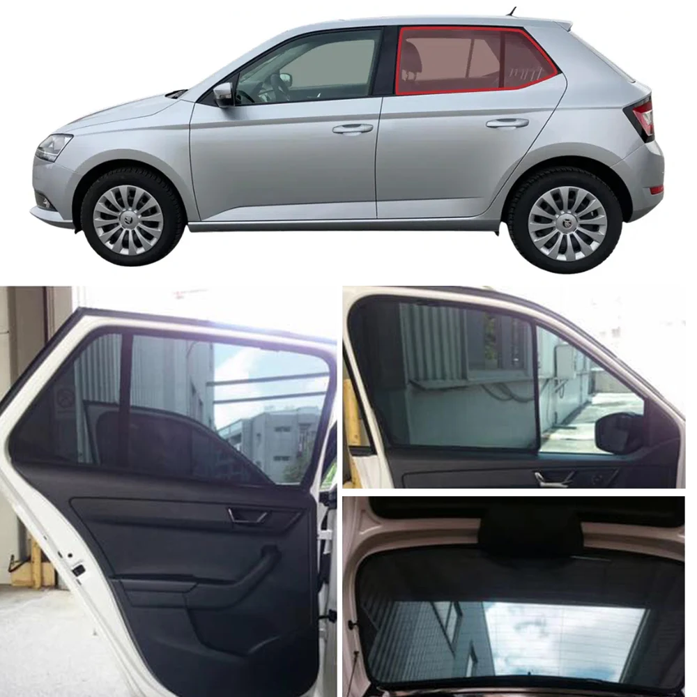 For Skoda FABIA MK3 2015-2021 Magnetic Car Sunshade Shield Front Windshield Curtain Rear Side Baby Window Sun Shade Visor