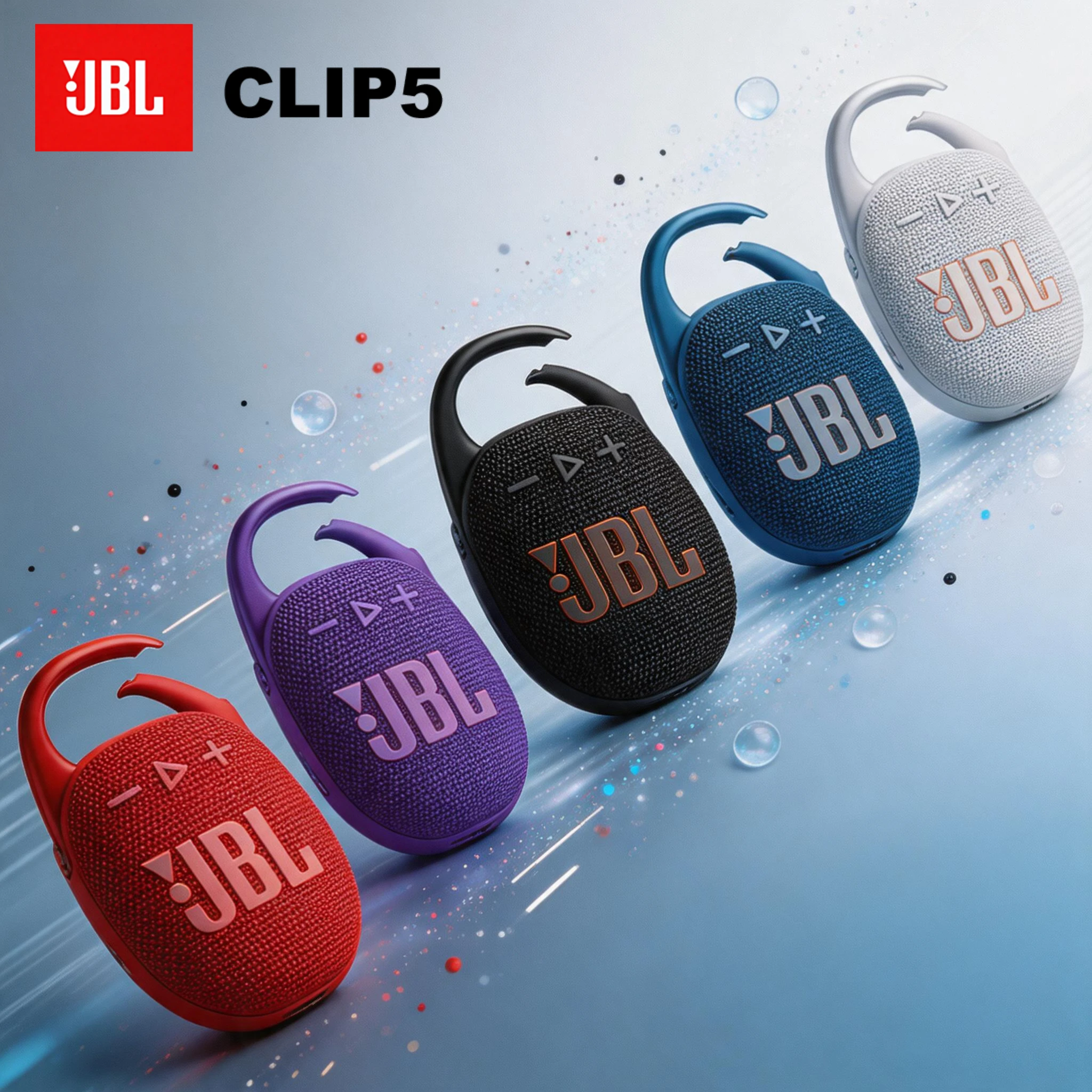 El JBL Clip 5 combina portabilidad con alta presión sonora, lo que lo hace adecuado tanto para uso en exteriores como en interiores.