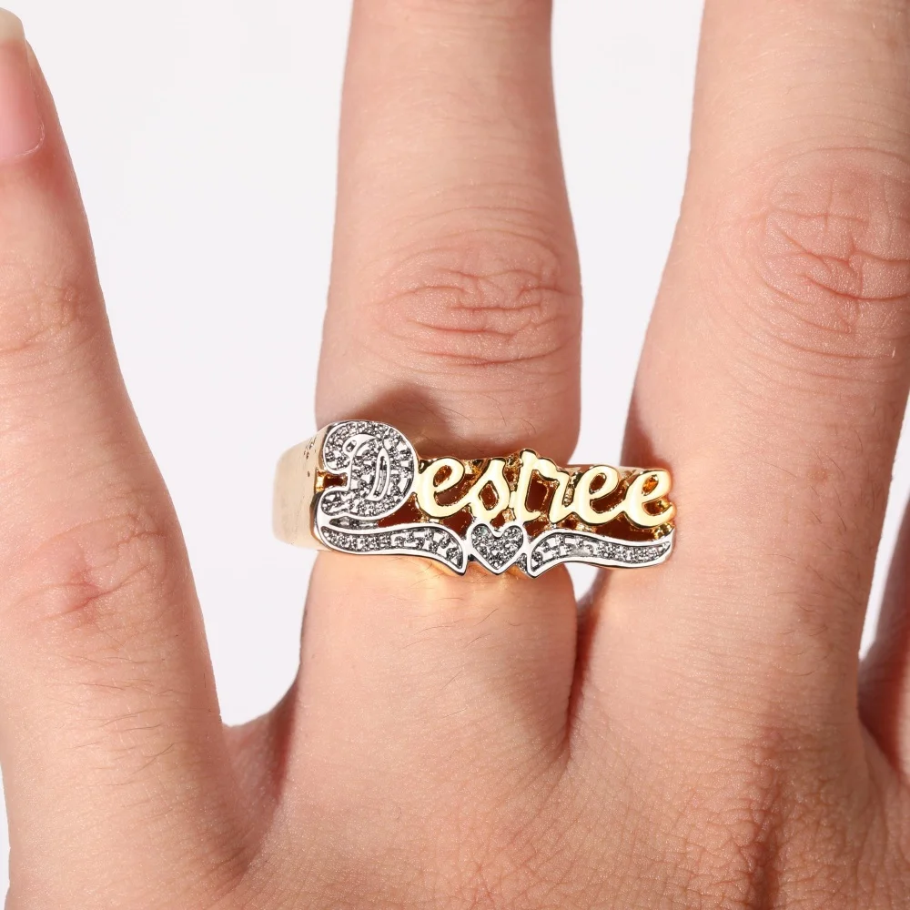 

ICECHARMI Custom Love Ring Wedding Anniversary Accessory Personalized Exquisite Memorial With Cubic Zirconia Band Trendy Gift