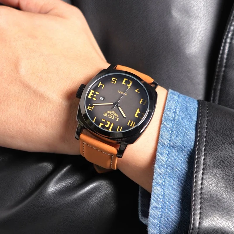 LIGE 2025 جديد كوارتز ساعات المعصم موضة ساعات فاخرة غير رسمية الرجال 30 متر مقاوم للماء مضيئة جلدية تاريخ ساعة رجالي Reloj Hombre