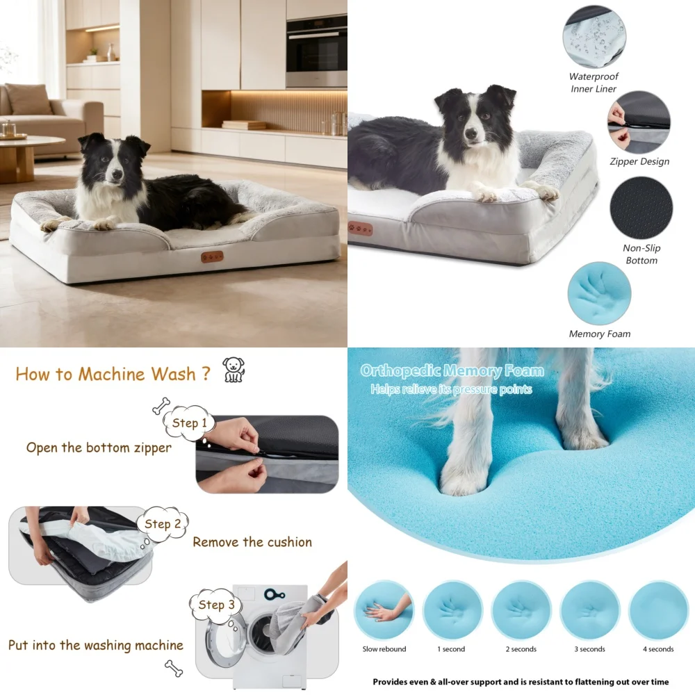 

Memory Foam Pet Bed for Dogs and Cats Portable Removable Washable Indoor Outdoor Dog House Cat Cave Cozy Sleeping Nest for