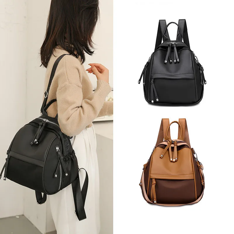 casual oxford cloth women backpack flower 2023 new Korean version soft leather shoulder crossbody bag women's girls small bag