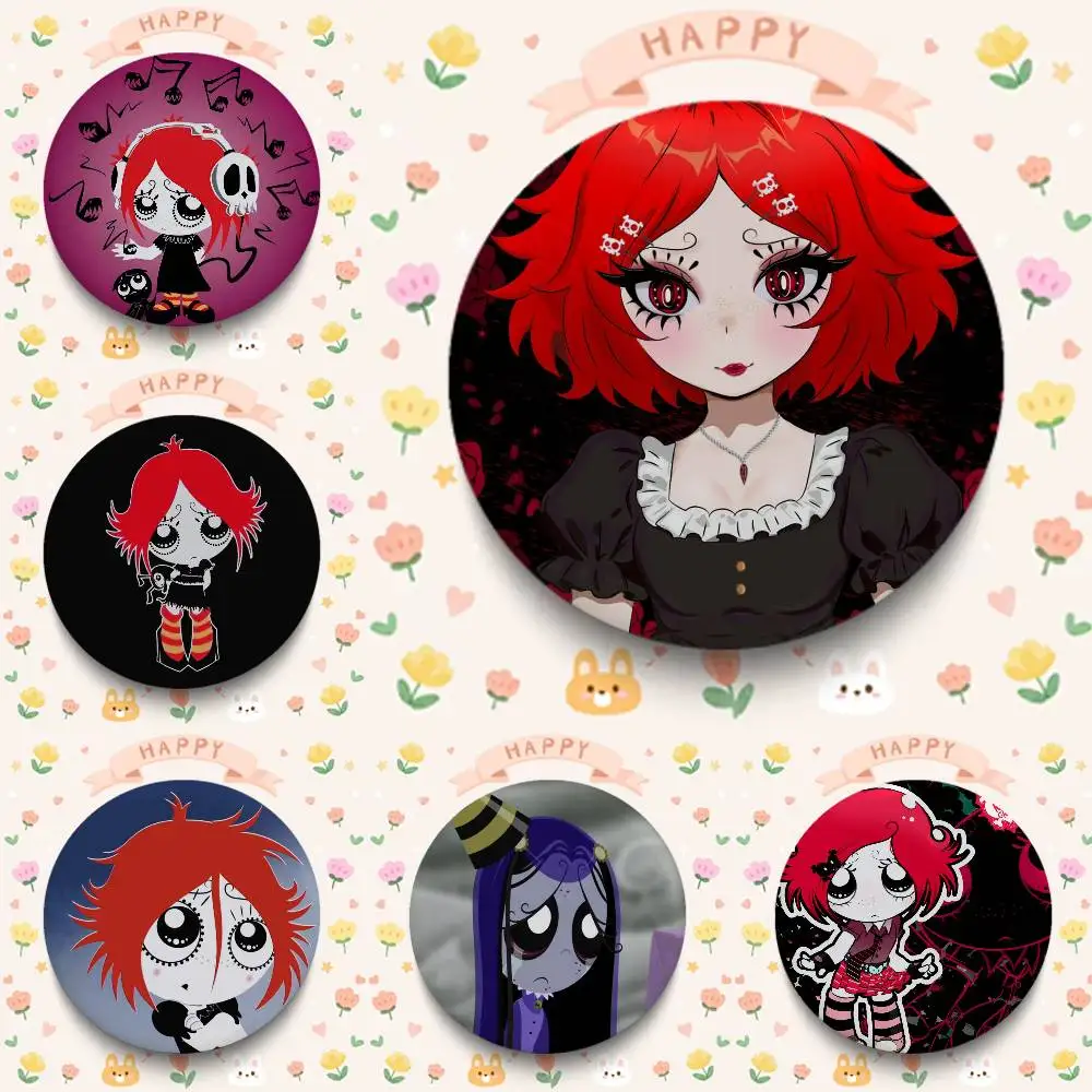 R-Ruby Gloom Gothic Badges 25 32 44 58 75 Mm Round Cosplay Pin Bag Decor Fans Collect Friends Gifts Brooch Souvenir