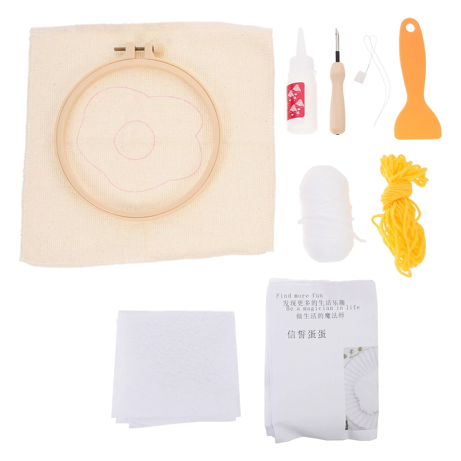 

Punch Needle Embroidery Kit DIY Material Supplies for Beginner Craft Punch Rug Mat Making Coaster made