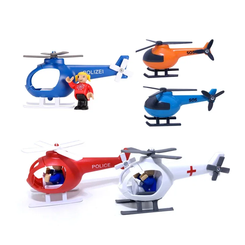 

TEMIKIDS New Helicopter Rescue Game Scene Combination Child Transport Toys Wooden Track Toy Car Game Scenes Airplane boys gift X