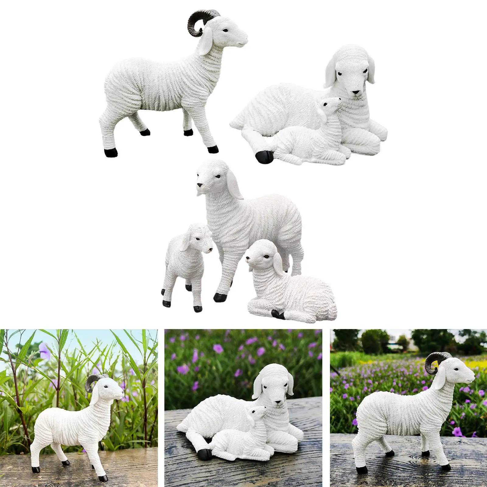 Resin Goat Figurine Lifelike Figurine Flower Pot Decor Decor for Home Bedroom