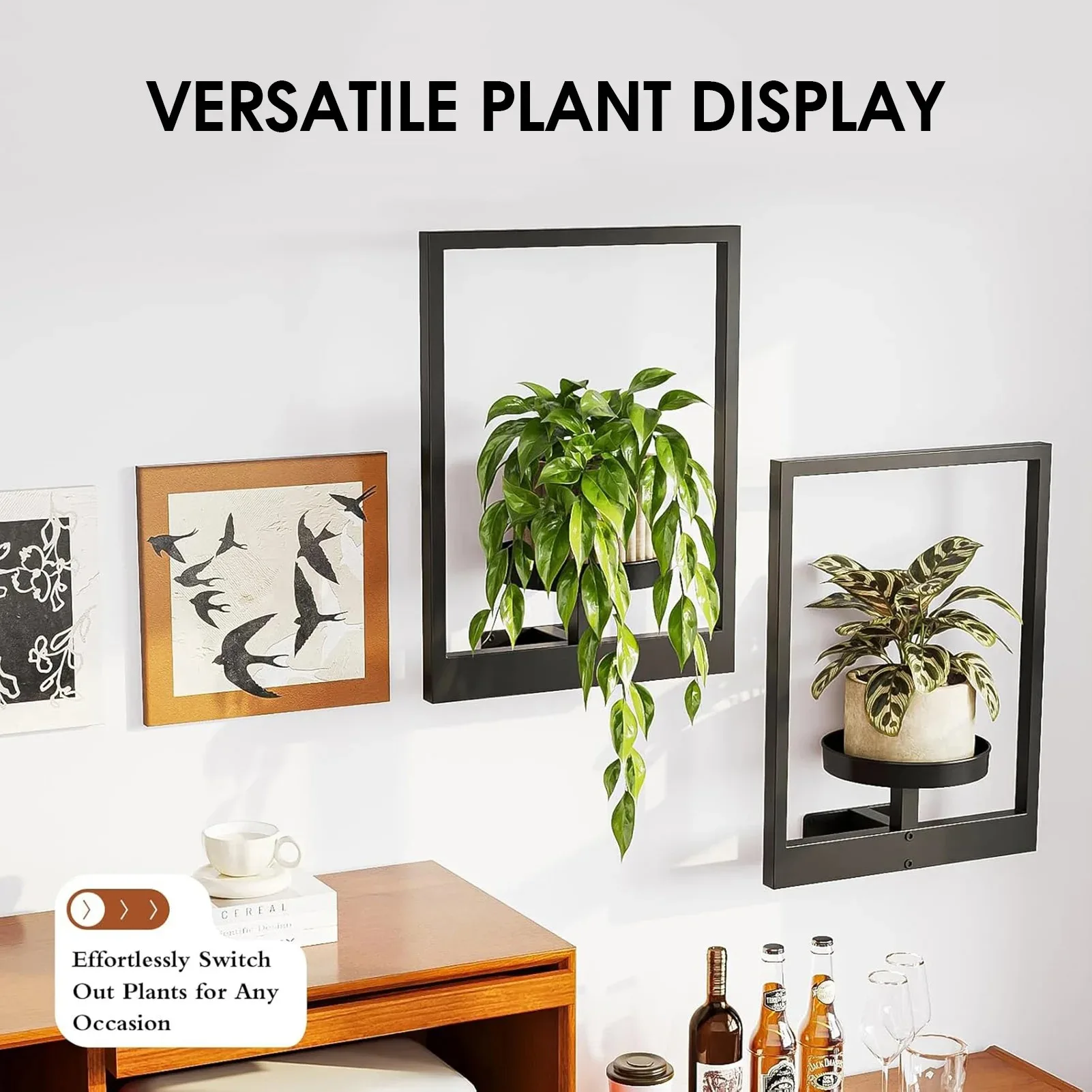 Indoor Wall Plant Holder,Metal Indoor Succulent Planter Shelves,Space Saving Garden Home Decoration For Living Room Garden.