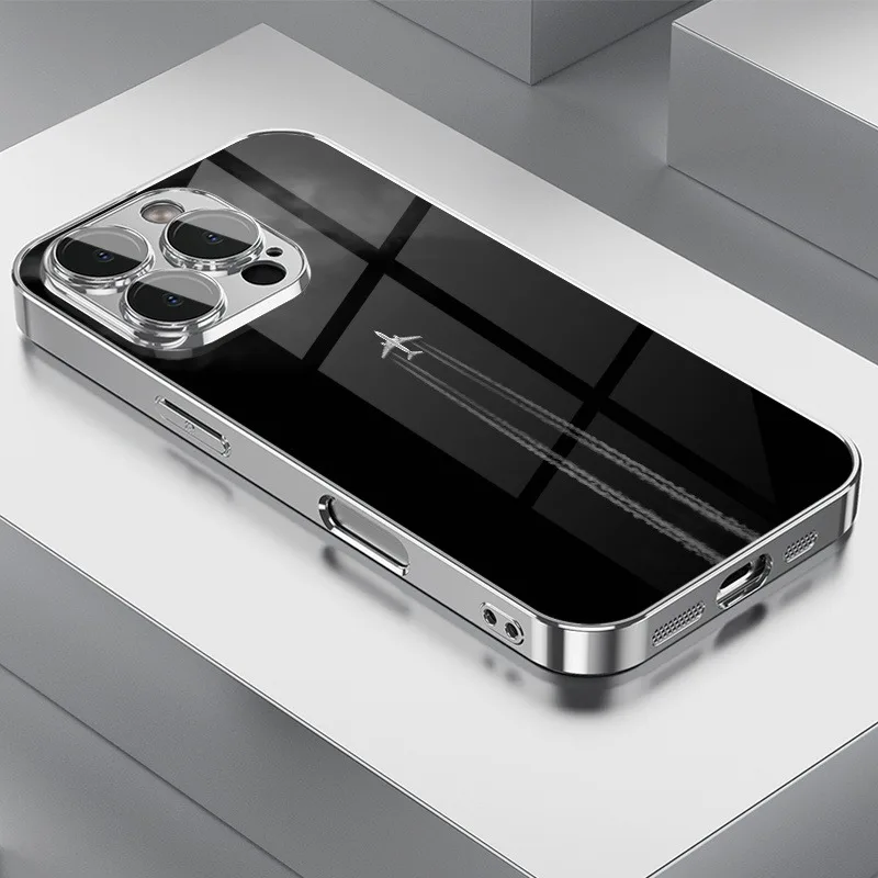 Чехол для телефона Creative Grey Map Plane для iPhone 17 16e 16 15 14 13 12 Mini 11 Pro XS Max XR X 8 7 6 Air Plus, чехол из закаленного стекла