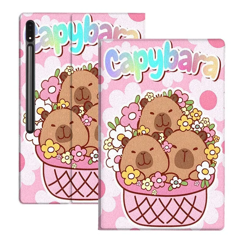 Cartoon Capybara Bow Soft For Samsung Galaxy Tab S11 S10 S9 S8 S7 S6 A11 A9 A8 A7 Lite FE Plus Tablet Case