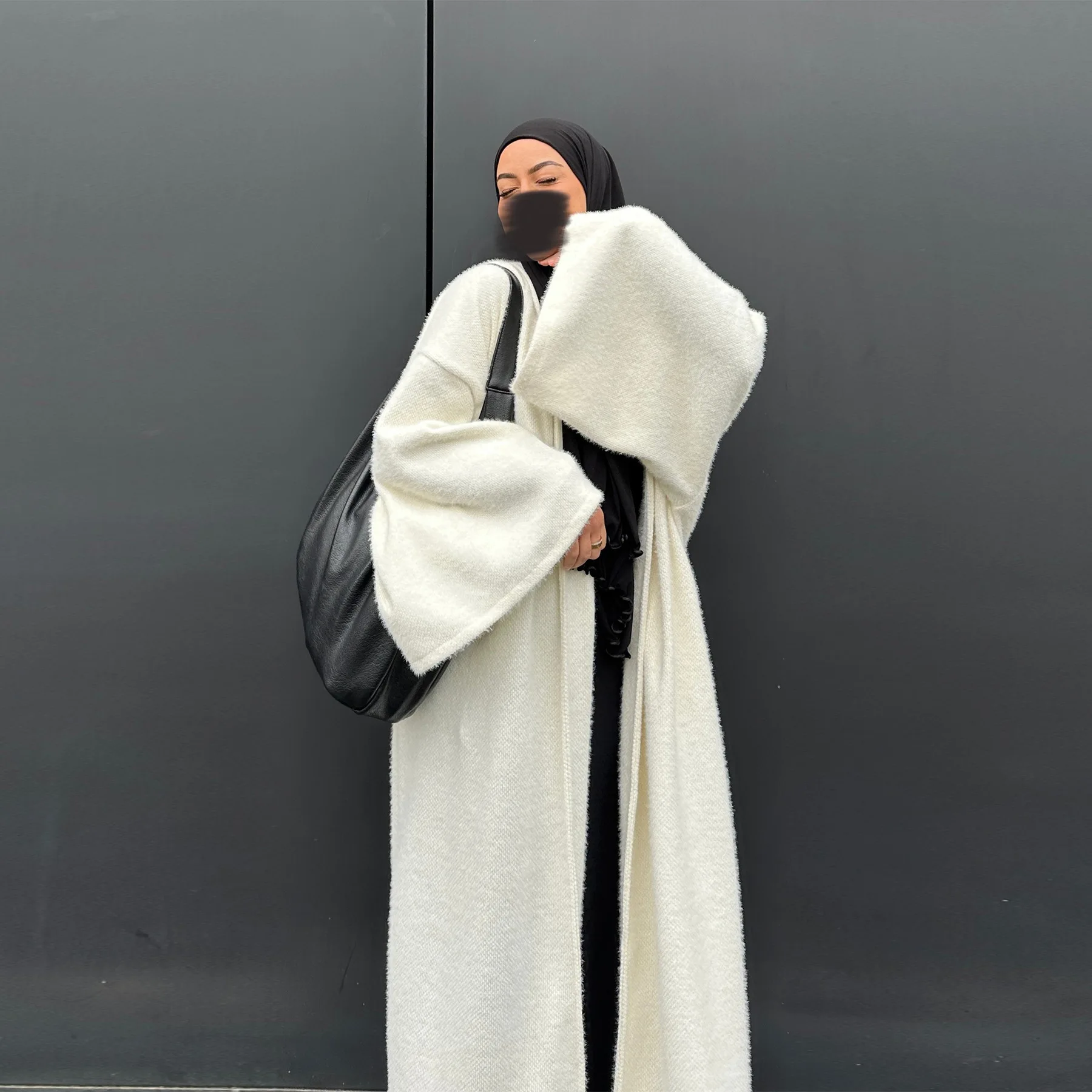 عيد الشتاء المخملية عباية كيمونو سترة معطف مسلم عبايات للنساء دبي الفاخرة قفطان رداء دافئ الملابس الإسلامية التركية تونك