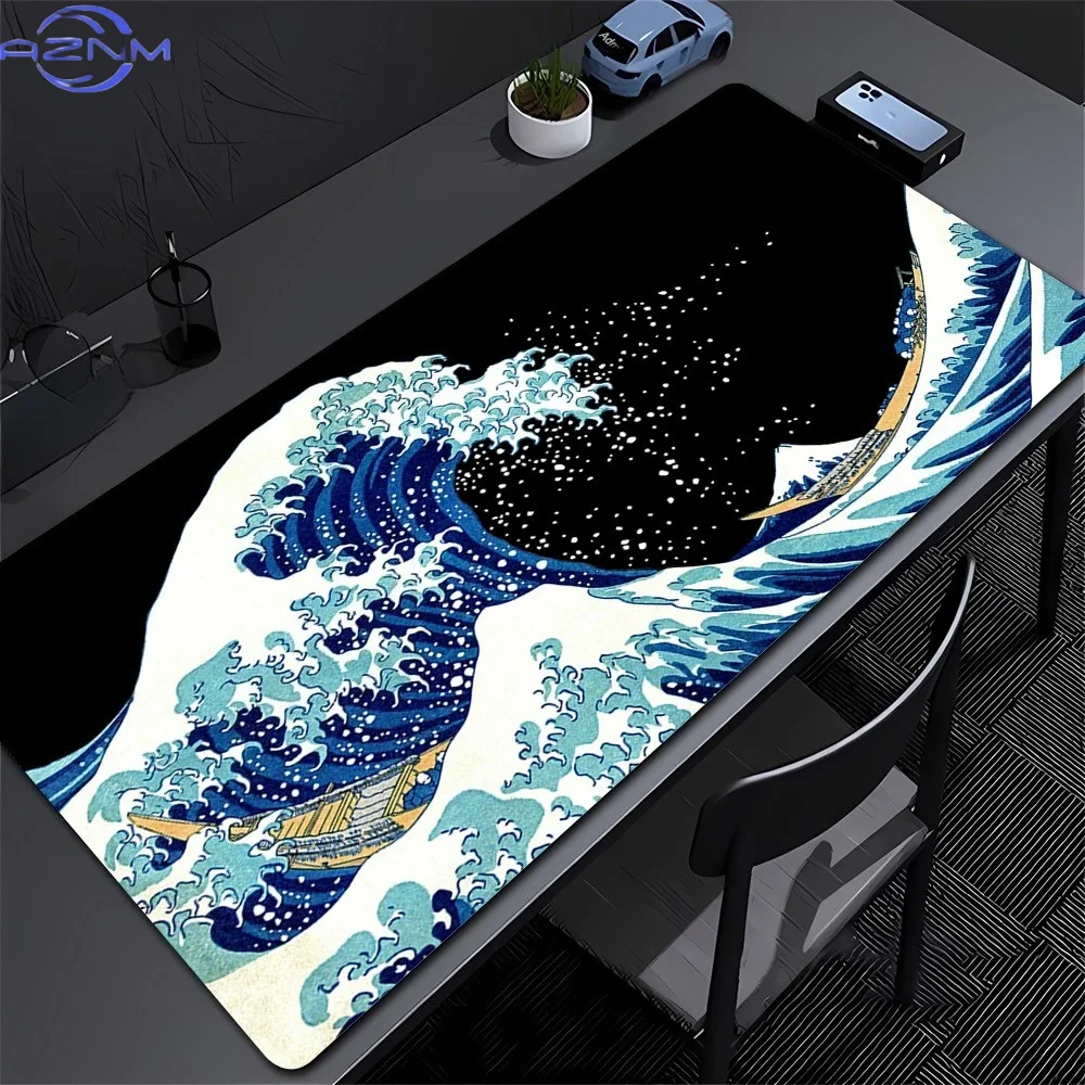 Japanische Kunst, große Gaming-Mausmatte, erweiterte Schreibtischunterlage, rutschfeste Tastaturmatte mit verstärkten Kanten für PC, Laptop, Büro, Zuhause und Gaming.