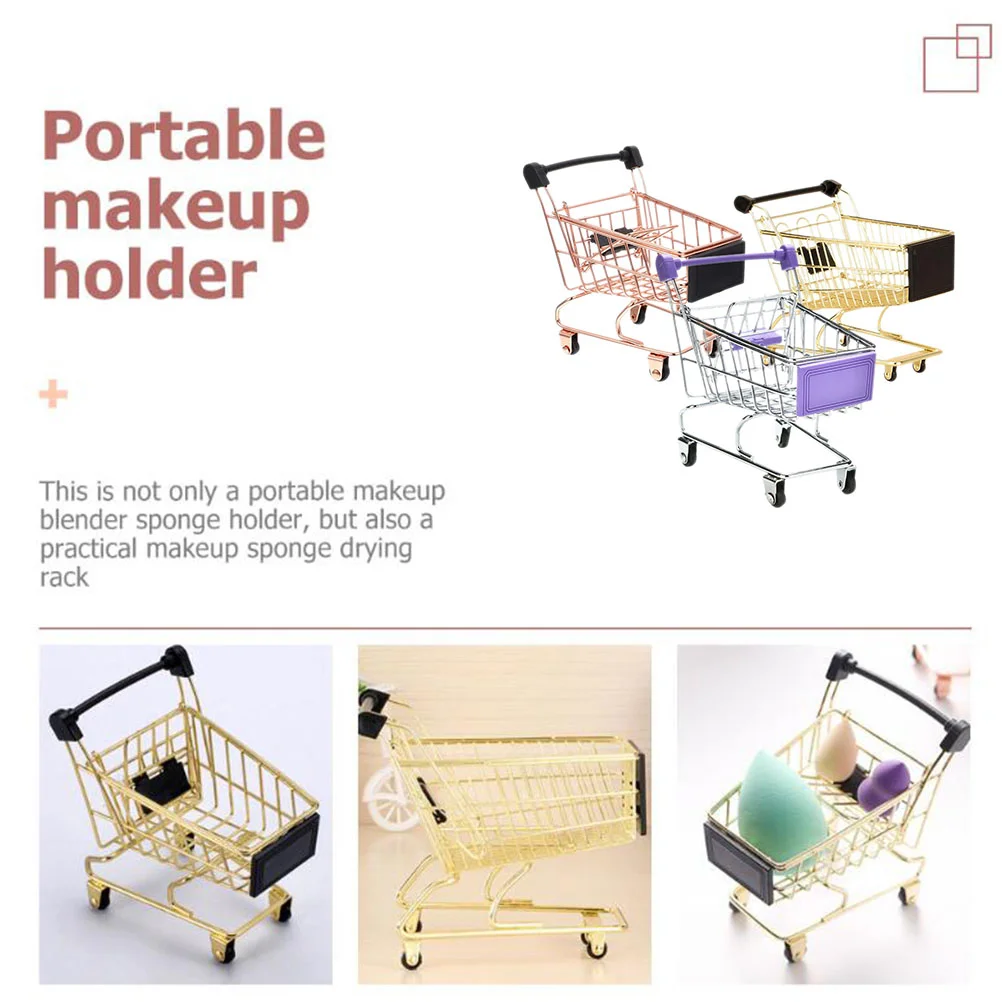 Mini Shopping Cart Push Toys for Toddlers 1-3 Grocery Kids Ages 2-4 Makeup Sponge Holder Carts