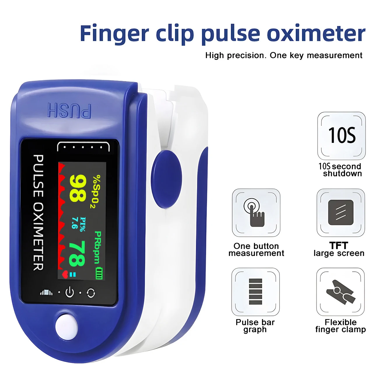 แบบพกพา Finger Pulse Oximeter เลือดออกซิเจน Heart Rate ความอิ่มตัวเมตรปลายนิ้ว Oximetro De Dedo Saturometro Spo2 PI TFT moni