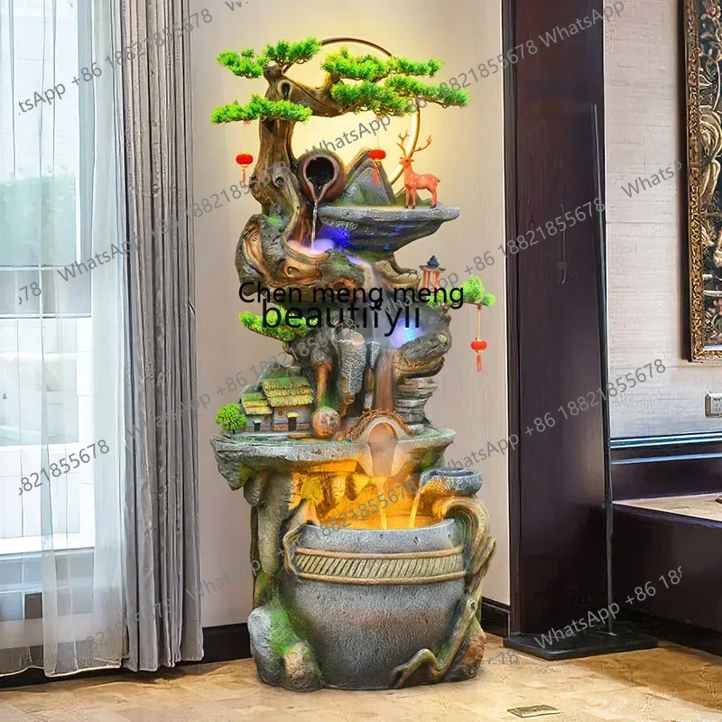 Living room flowing water ornaments office alpine waterscape modern Chinese style floor-standing rockery circulating fountain