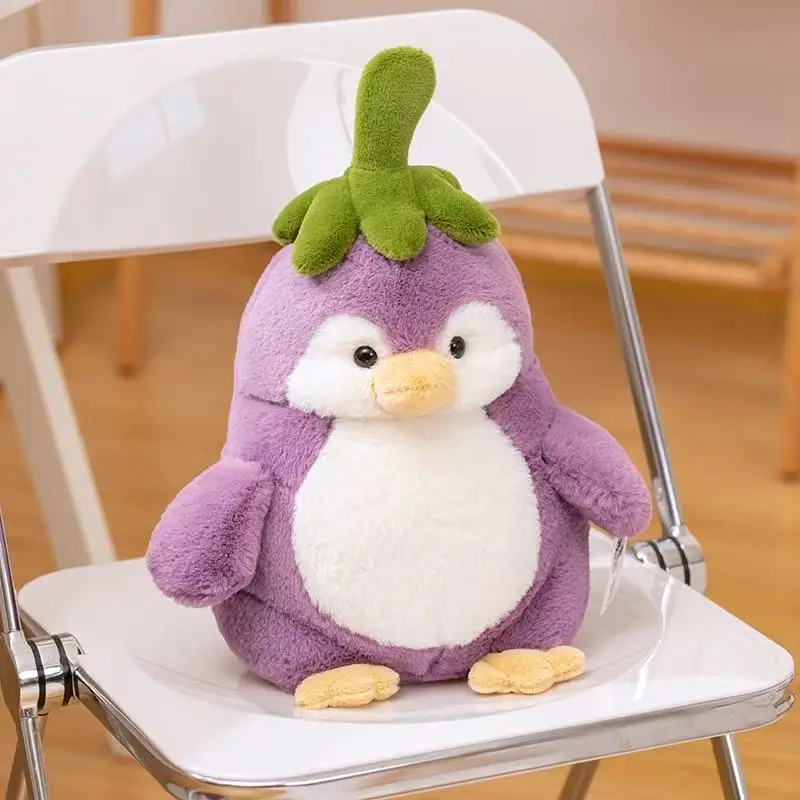 Belle 1pc 25/40cm nouvelle poupée d'oie aubergine en peluche jouet en peluche à la main dessin animé mignon oreiller cadeau d'anniversaire pour enfants poupée amusante
