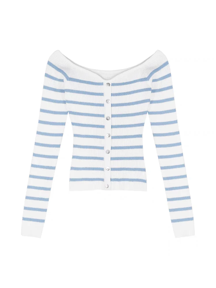 

2024 women T-shirts sexy and club fashion female T-shirt long sleeve off shoulder striped color lady Tshirt autumn basic tees