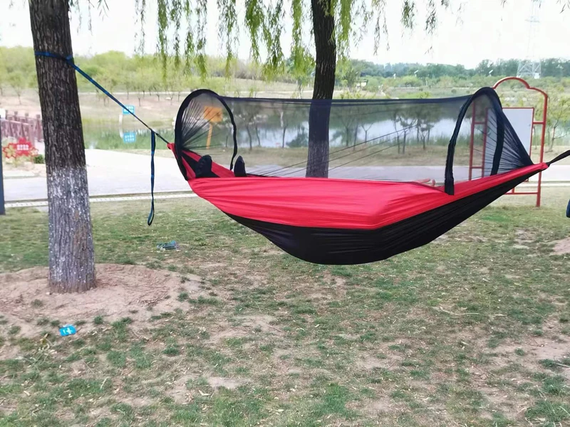 Ultraleichte Reisecamping-Hängematte Pop-up-Netz hängematte mit klappbarem Moskito netz für Reisen im Freien – Detail 11