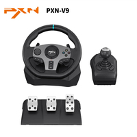 Popular PXN-V9 Racing Game Steering Wheel for PC/P3/P4/XB One/Switch Strong Vibration 900 Degree Rotatable Steering Wheel