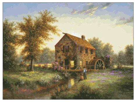 Watermill Sewing kit 18CT 16CT 14CT Unprinted Cross Stitch Kits Embroidery Art DIY Handmade Needlework Home Decor