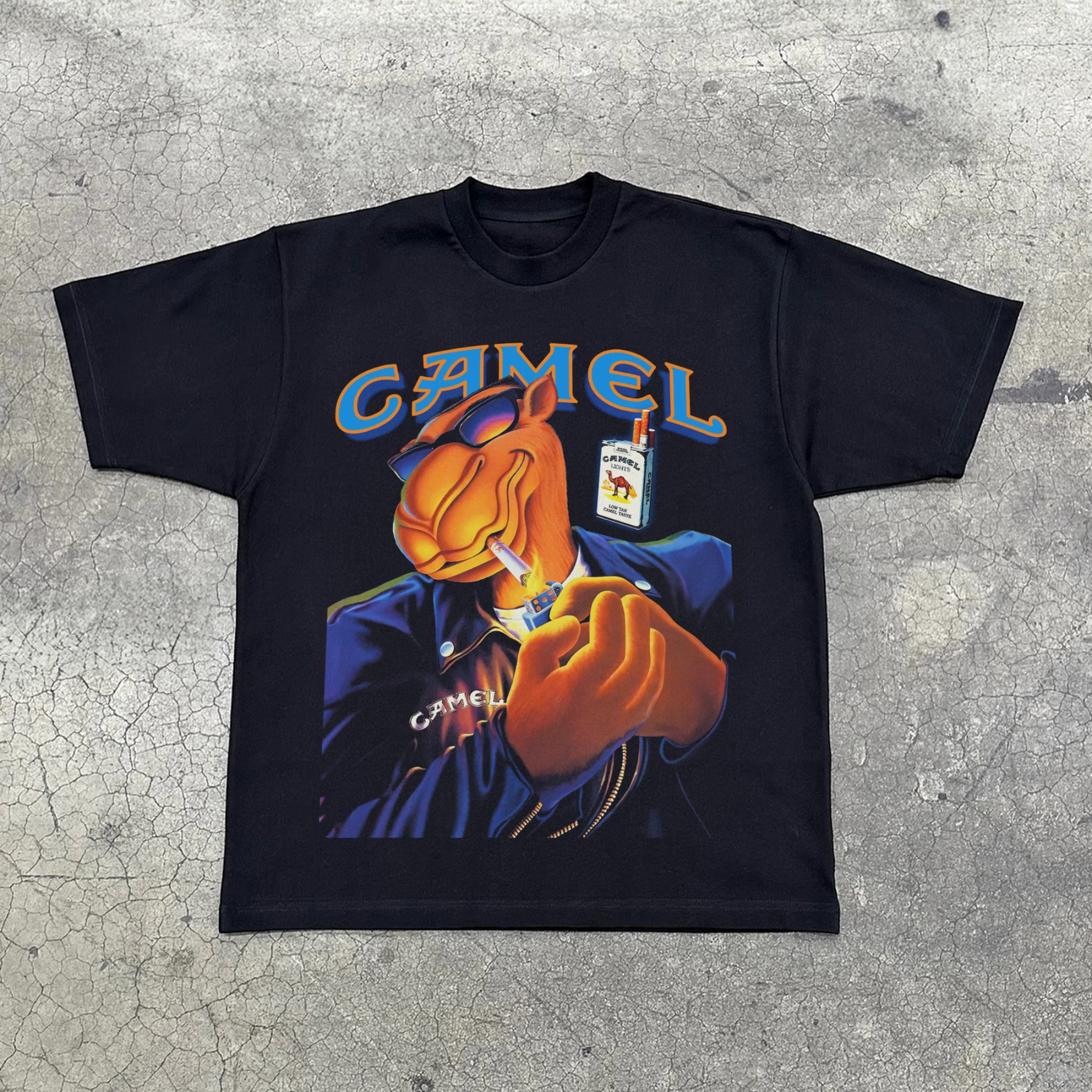 Camiseta vintage con gráfico de camello para hombre y mujer, 100% algodón, manga corta, para uso diario
