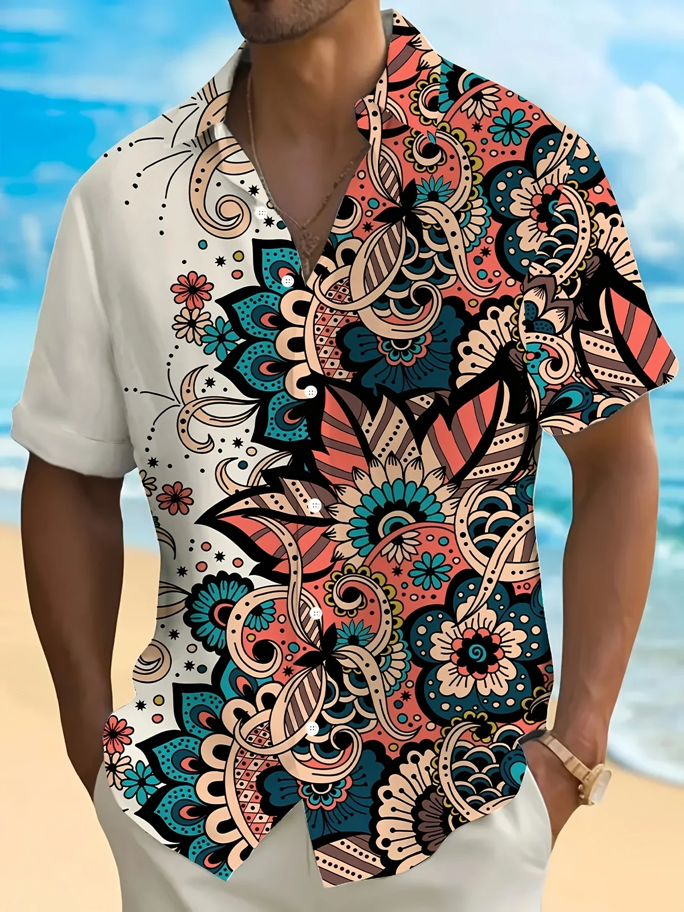Summer Stylish Hawaiian Shirt Men Casual Man Short Sleeve Fashion Print Breathable Lightweight Beach Party Outfit Shirts