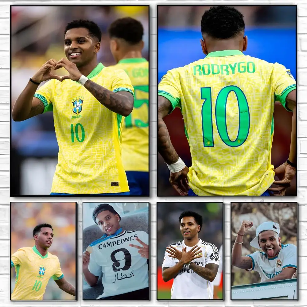 Football Star R-Rodrygo G-Goes Poster  Self-adhesive Art Waterproof Paper Sticker Coffee House Bar Room Wall Decor