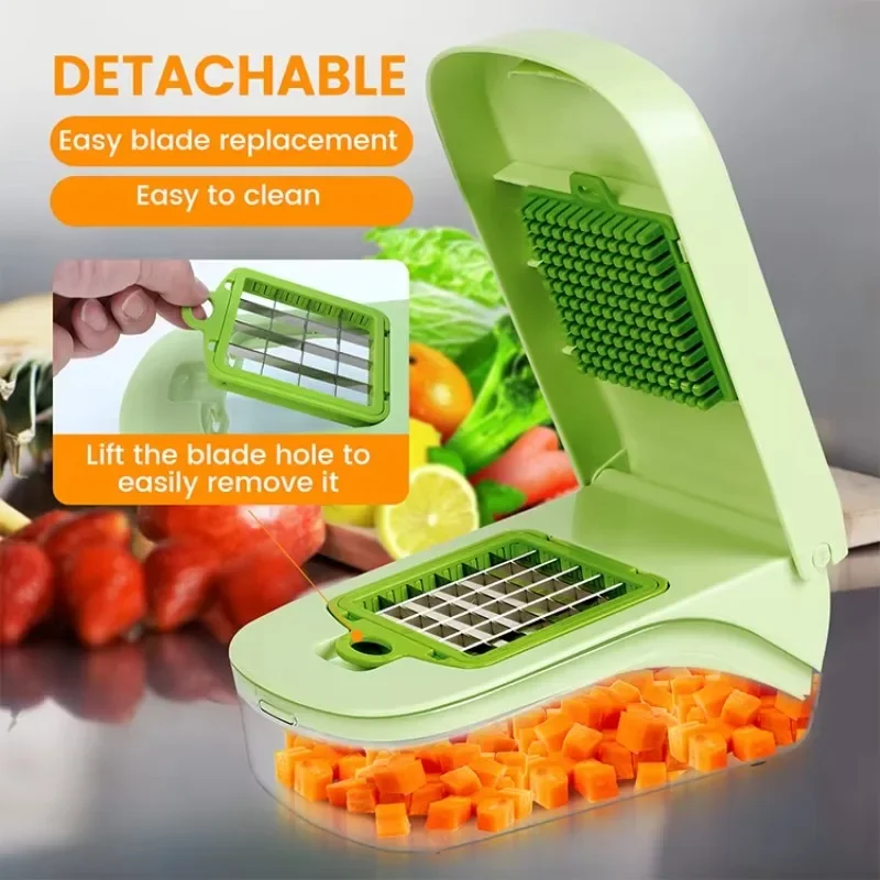 Vegetable Chopper Multifunctional Carrot Chopper With Container Food Dicer For Cooking & Meal Prep Onion Slicer Kitchen Gadgets