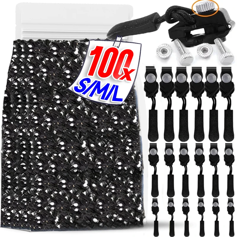 1/100Pcs Detachable Zipper Head Universal Instant Zipper Metal Nylon Zipper Repair Kits for DIY Bags Jackets Clothes Accessories