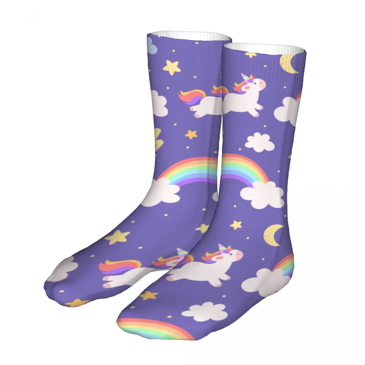 Rainbow Unicorn Pattern Mens Womens Funny Crew Socks Cool 3D Printed Design Socks Fashion Comfortable Basketball Socks